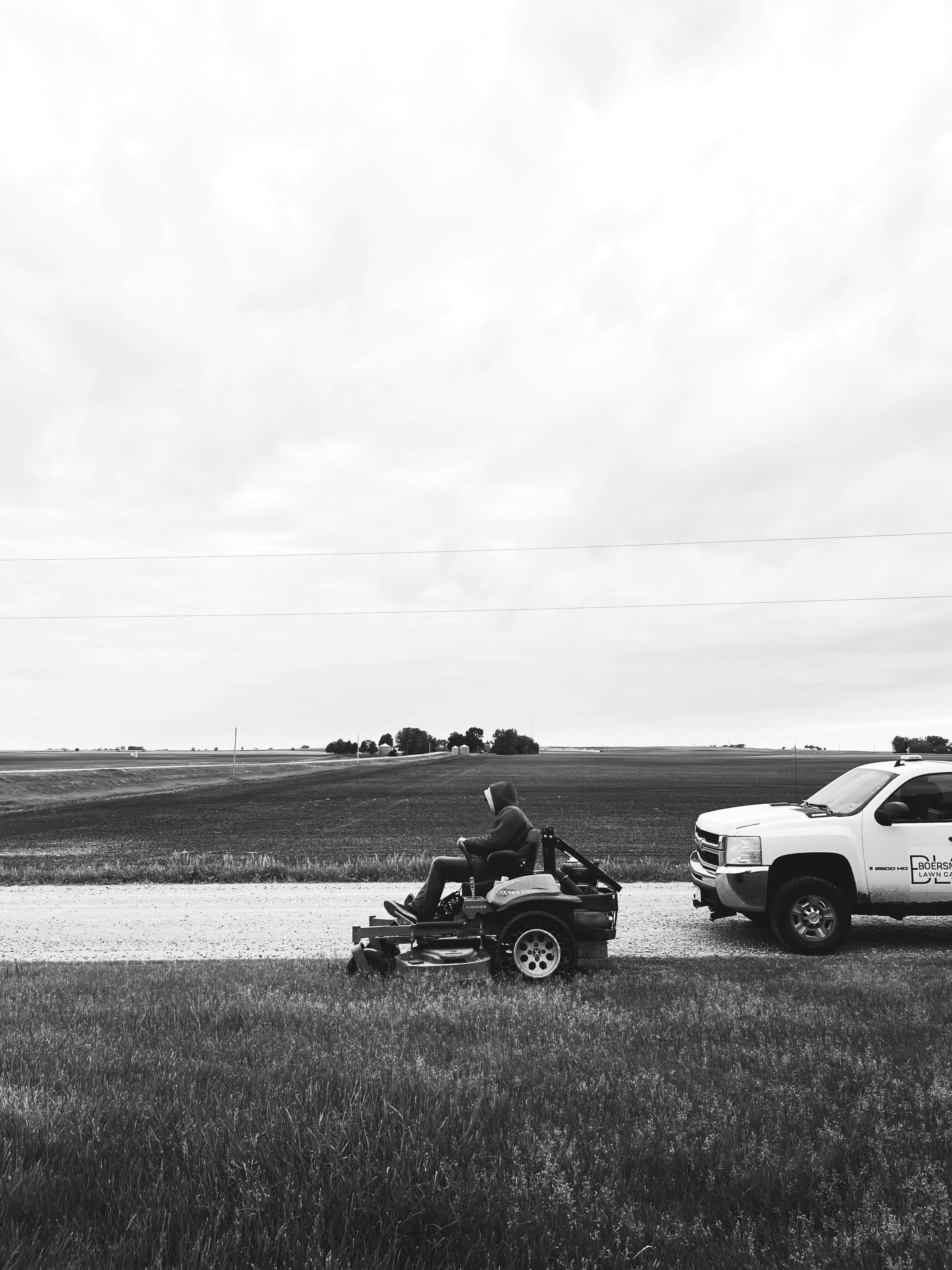 Boersma crew member mowing a lawn